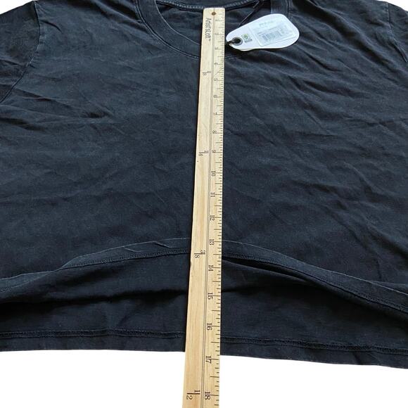 Prana Everyday Crop Tee Women's Large Black Relaxed Fit Faded Vintage Wash Soft - Picture 9 of 9